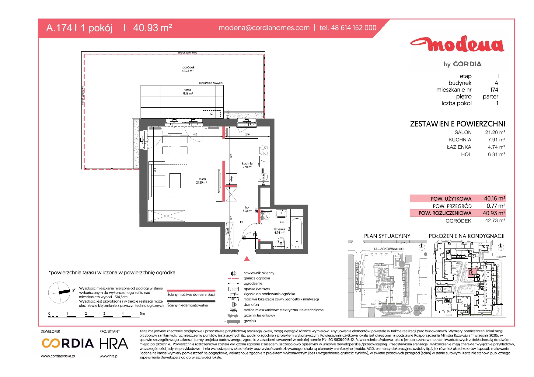 Mieszkanie 40,93 m², parter, oferta nr A.174, Modena, Poznań, Jeżyce, Jeżyce, ul. Jackowskiego 24