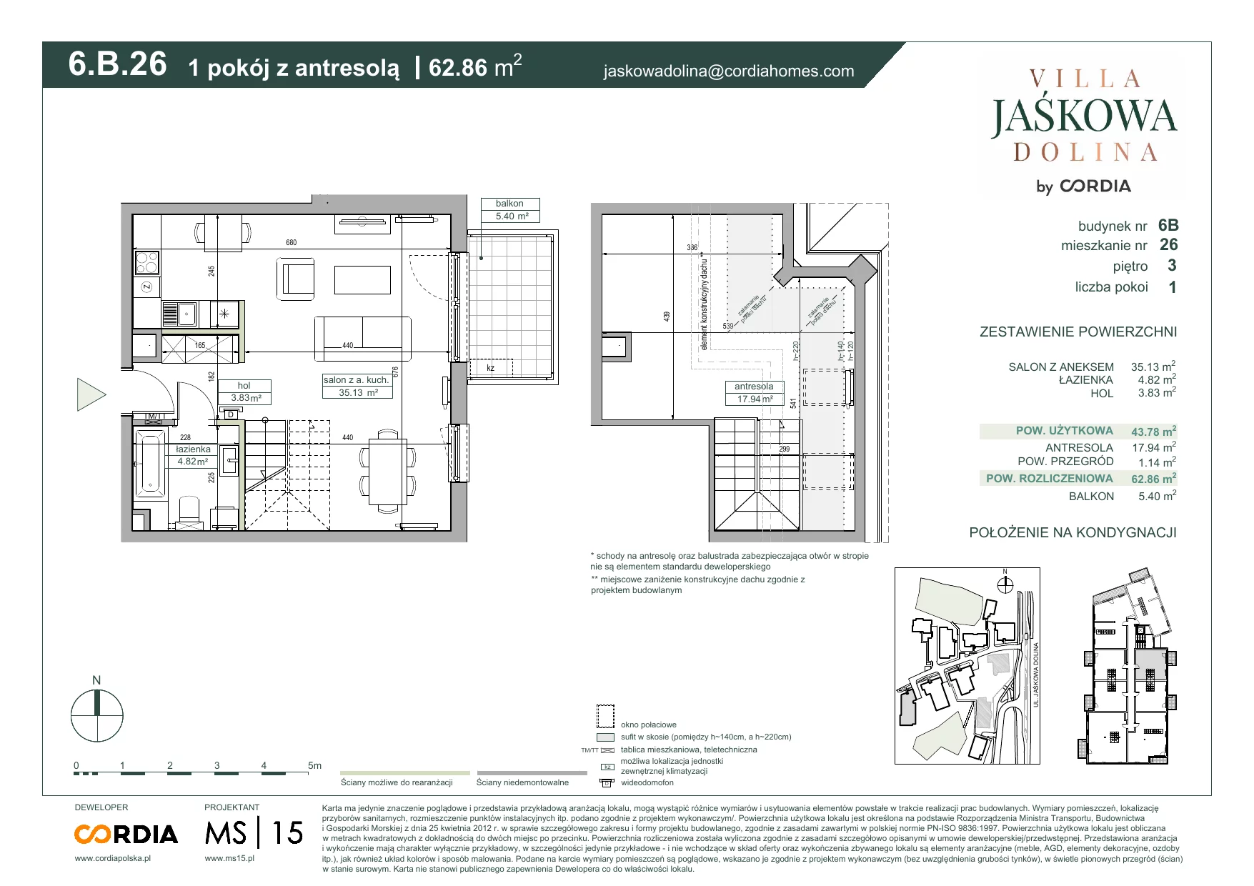 Mieszkanie 62,86 m², piętro 3, oferta nr 6.B.26, Villa Jaśkowa Dolina, Gdańsk, Wrzeszcz, ul. Jaśkowa Dolina