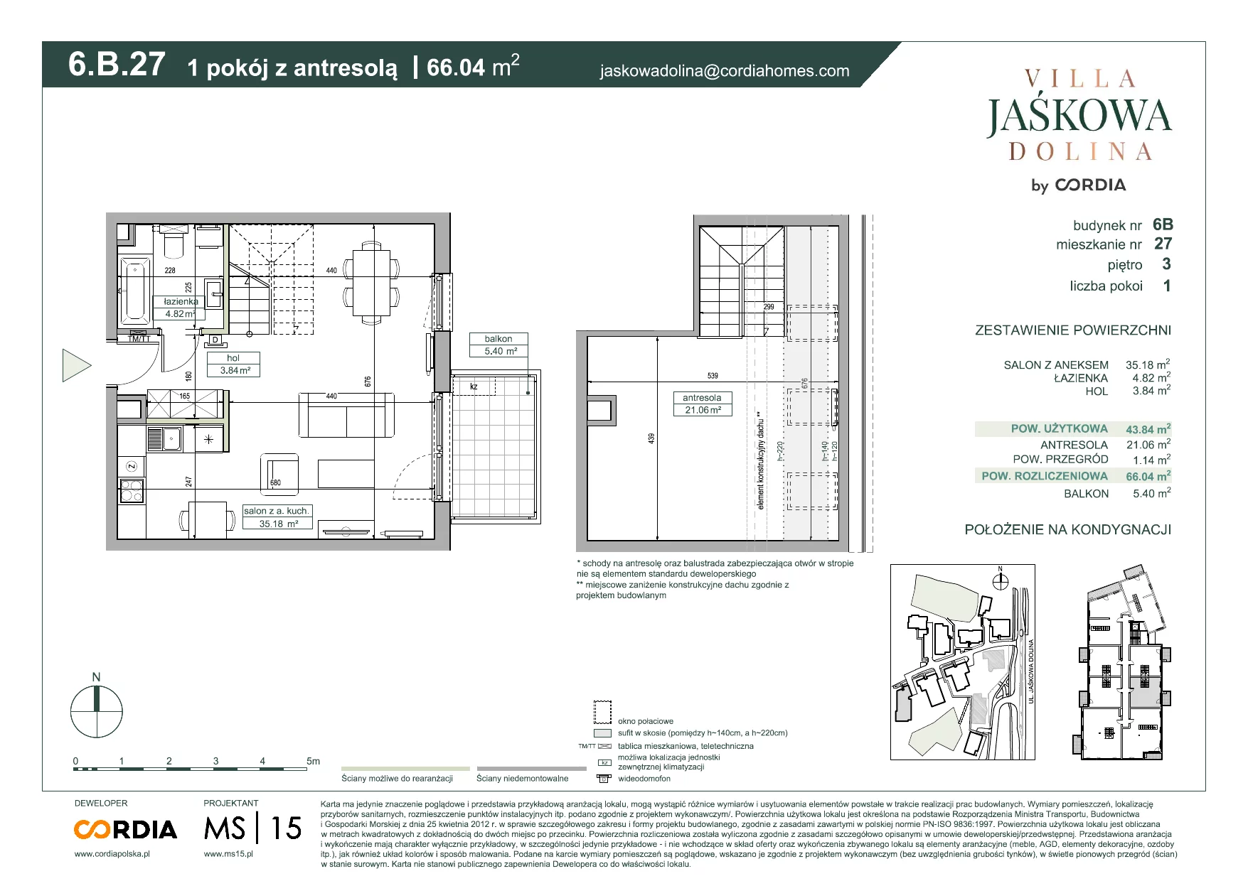 Mieszkanie 66,04 m², piętro 3, oferta nr 6.B.27, Villa Jaśkowa Dolina, Gdańsk, Wrzeszcz, ul. Jaśkowa Dolina