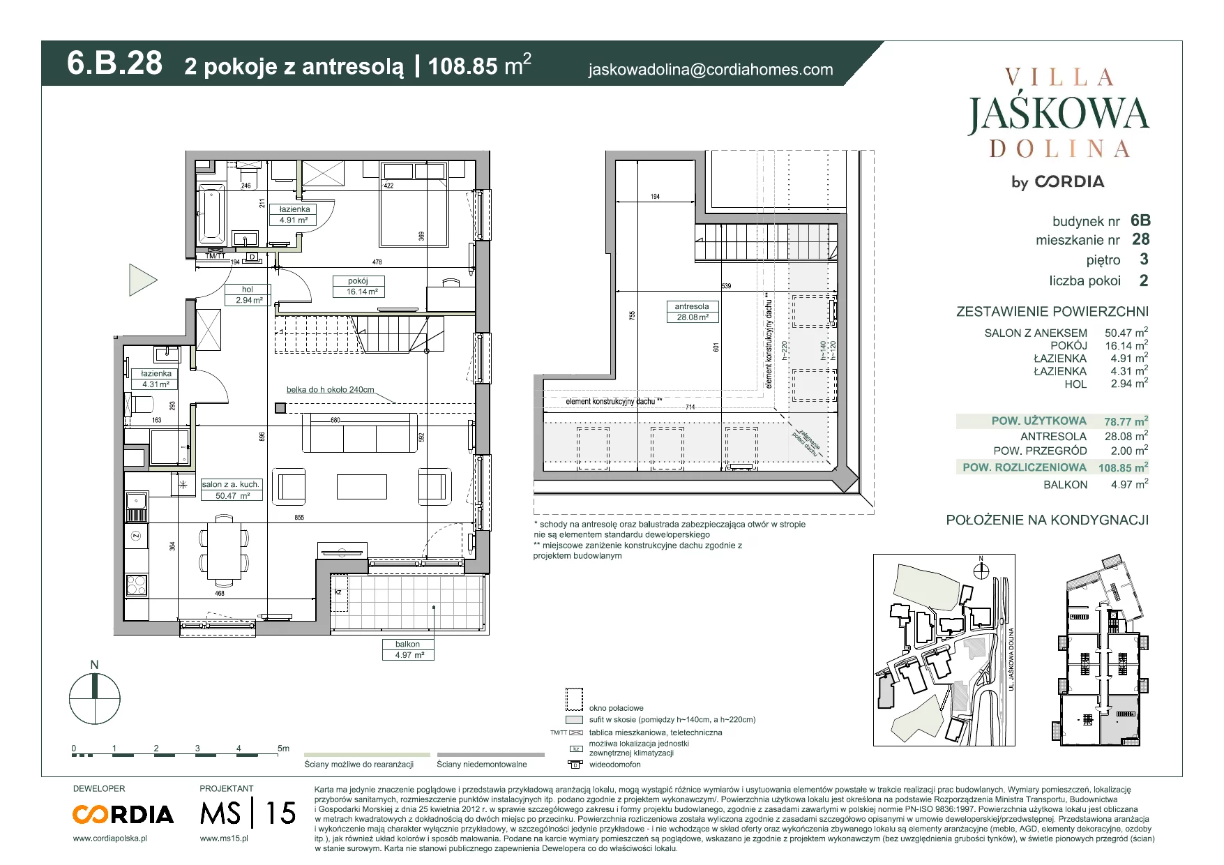 Mieszkanie 108,85 m², piętro 3, oferta nr 6.B.28, Villa Jaśkowa Dolina, Gdańsk, Wrzeszcz, ul. Jaśkowa Dolina