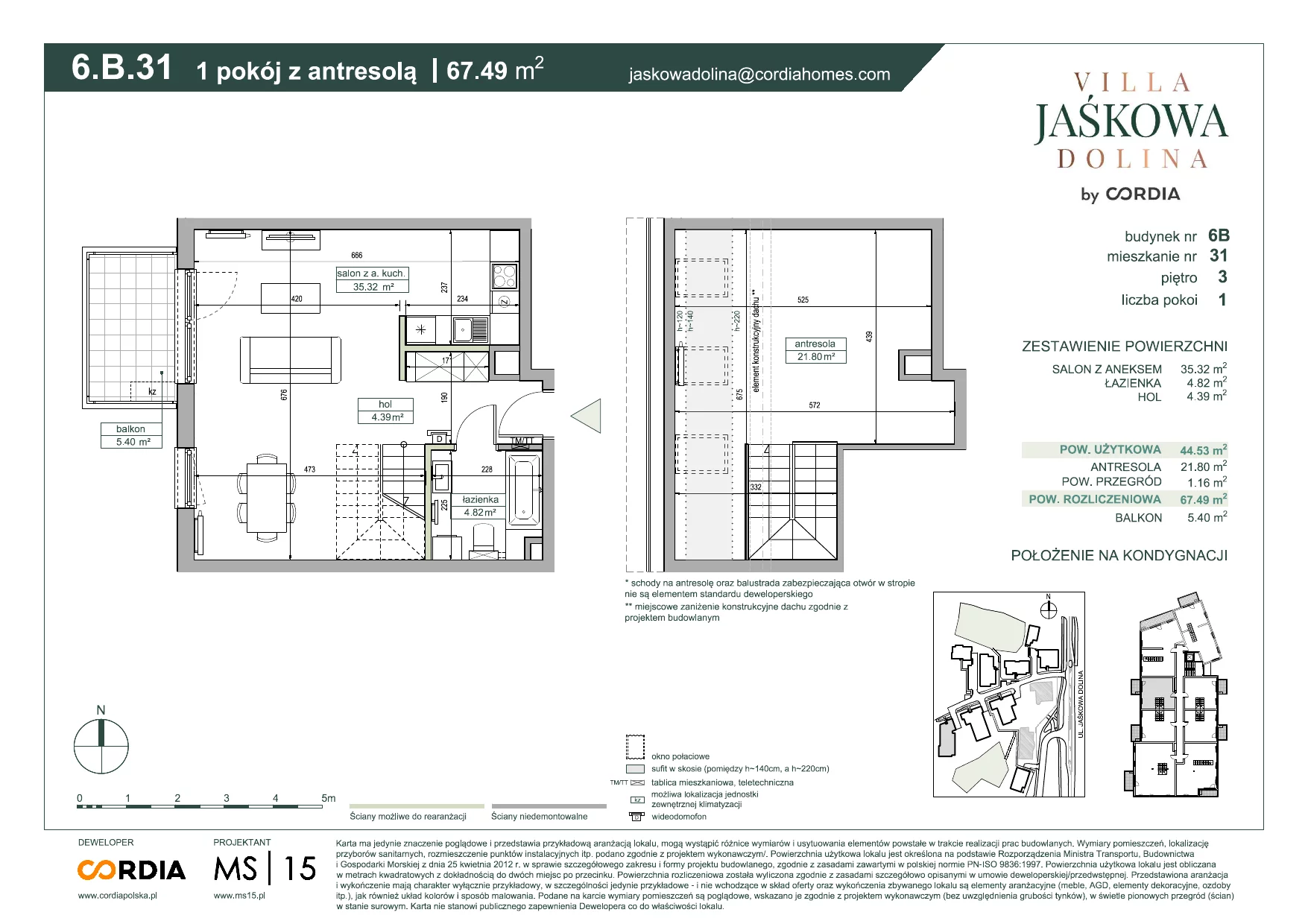 Mieszkanie 67,49 m², piętro 3, oferta nr 6.B.31, Villa Jaśkowa Dolina, Gdańsk, Wrzeszcz, ul. Jaśkowa Dolina