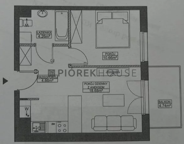 Mieszkanie dwupokojowe 39,16 m², Warszawa, Włochy, Jutrzenki, Sprzedaż