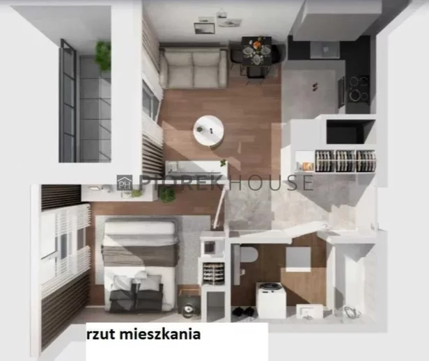 Mieszkanie dwupokojowe 34,82 m², Warszawa, Mokotów, św. Bonifacego, Sprzedaż