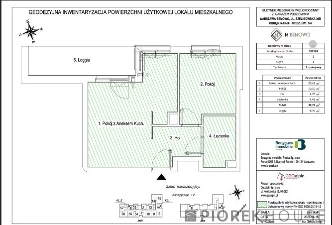 2 pokoje, mieszkanie 39,78 m², piętro 1, oferta nr , 75962/6624/OMS, Warszawa, Bemowo, Bemowo, Szeligowska