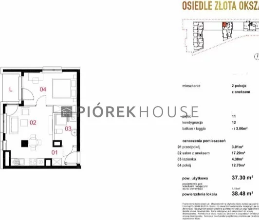 Mieszkanie na sprzedaż, 38,50 m², 2 pokoje, 11 piętro, oferta nr 64621/6624/OMS