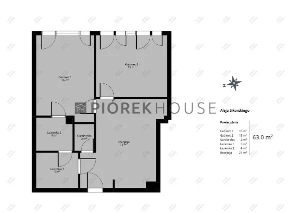 3 pokoje, mieszkanie 63,00 m², piętro 1, oferta nr , 76626/6624/OMS, Warszawa, Mokotów, Mokotów, Aleja gen. Władysława Sikorskiego