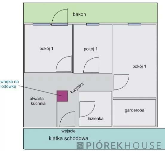 3 pokoje, mieszkanie 59,50 m², piętro 1, oferta nr , 76748/6624/OMS, Marki, Kosynierów
