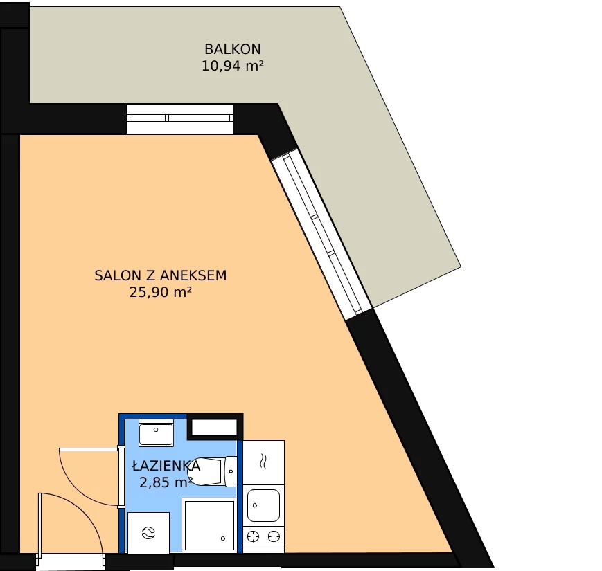 Zalety mieszkania 28.75 m², AB.1.045