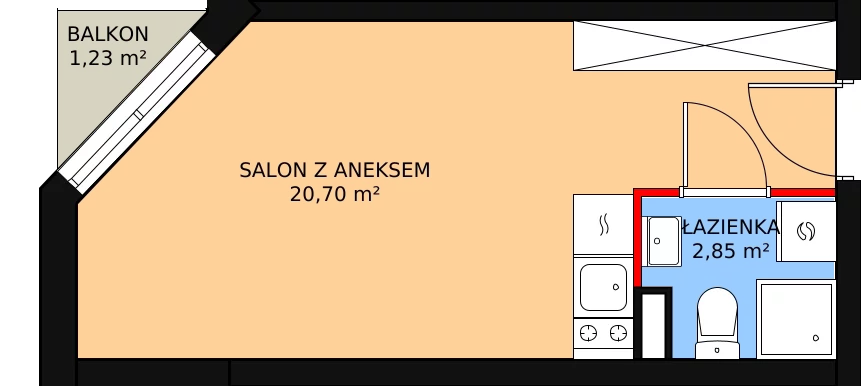 Mieszkanie 23,55 m², piętro 1, oferta nr AB.1.054, Nadolnik Compact Apartments - Etap III, Poznań, Główna, ul. Nadolnik