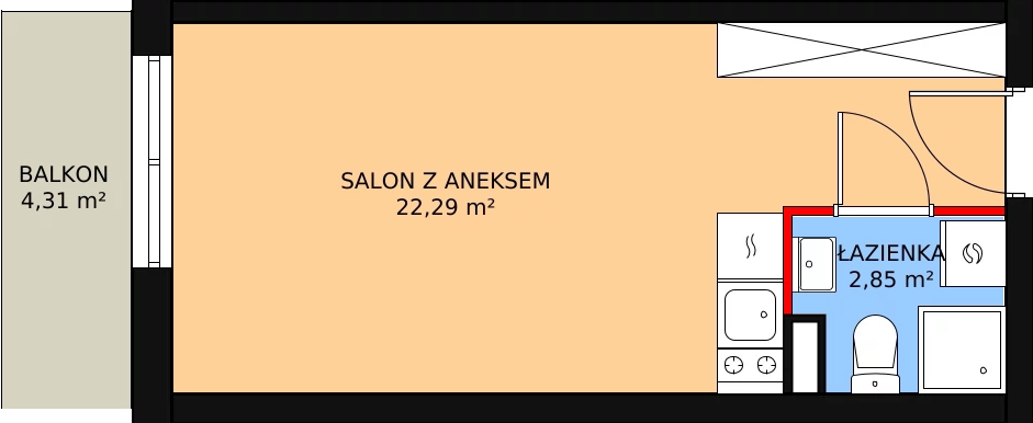 Mieszkanie 25,14 m², piętro 1, oferta nr AB.1.070, Nadolnik Compact Apartments - Etap III, Poznań, Główna, ul. Nadolnik