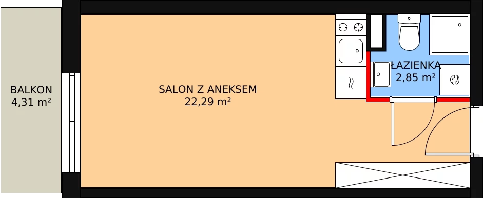 Mieszkanie 25,14 m², piętro 3, oferta nr AB.3.088, Nadolnik Compact Apartments - Etap III, Poznań, Główna, ul. Nadolnik