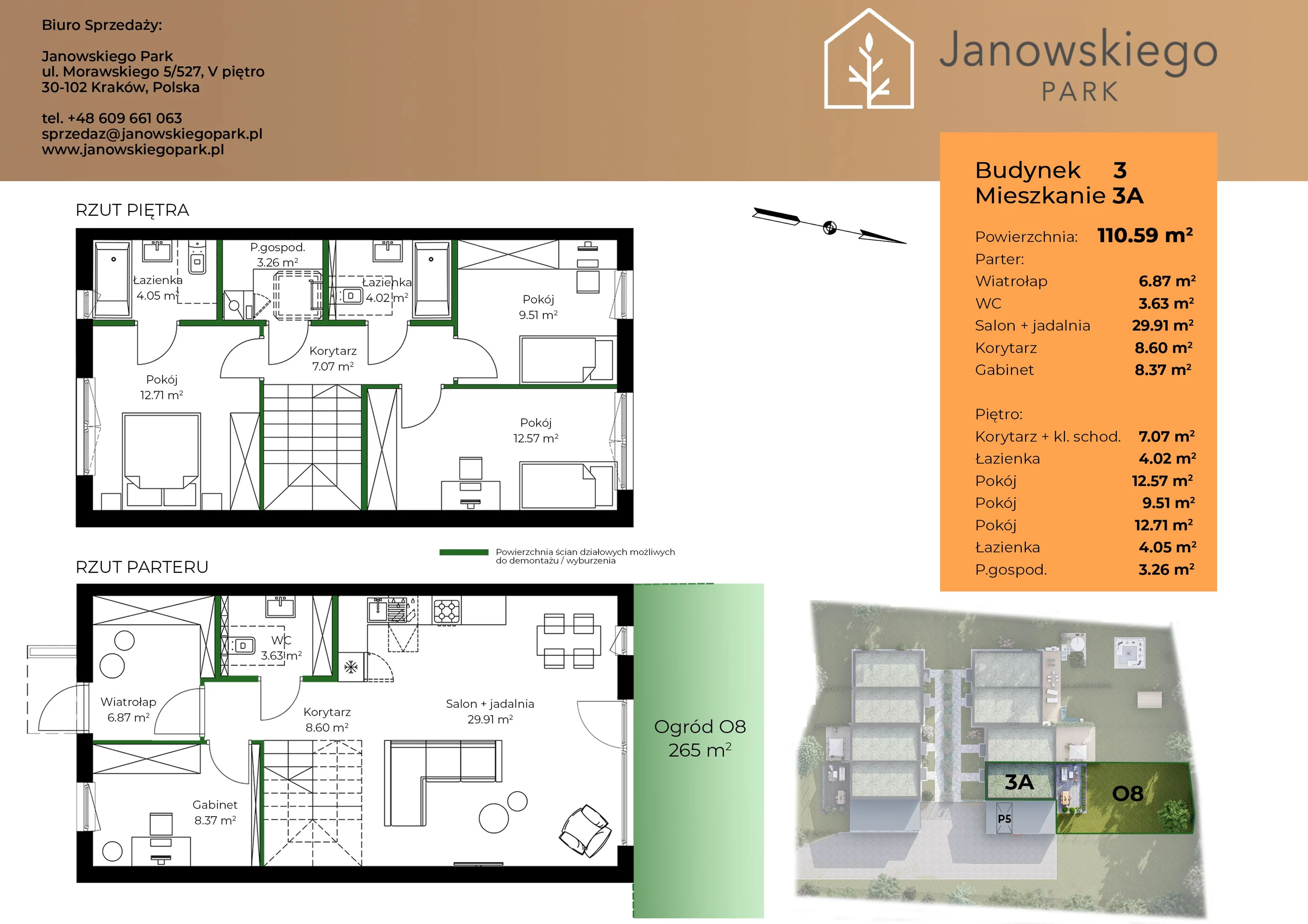 Mieszkanie 110,59 m², parter, oferta nr B3-3A, Janowskiego Park, Kraków, Swoszowice, Kliny Borkowskie, ul. Jana Janowskiego
