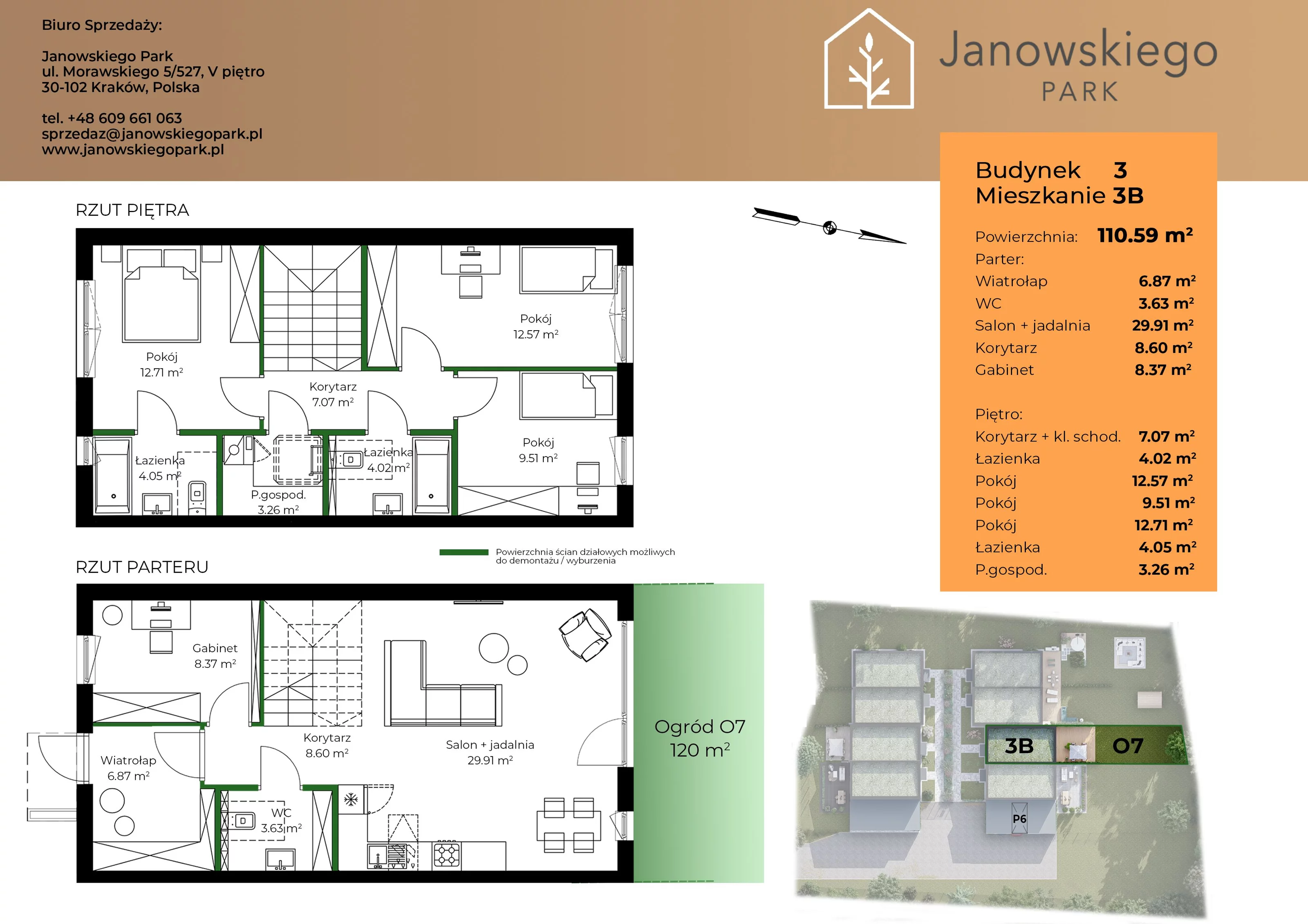 Mieszkanie 110,59 m², parter, oferta nr B3-3B, Janowskiego Park, Kraków, Swoszowice, Kliny Borkowskie, ul. Jana Janowskiego