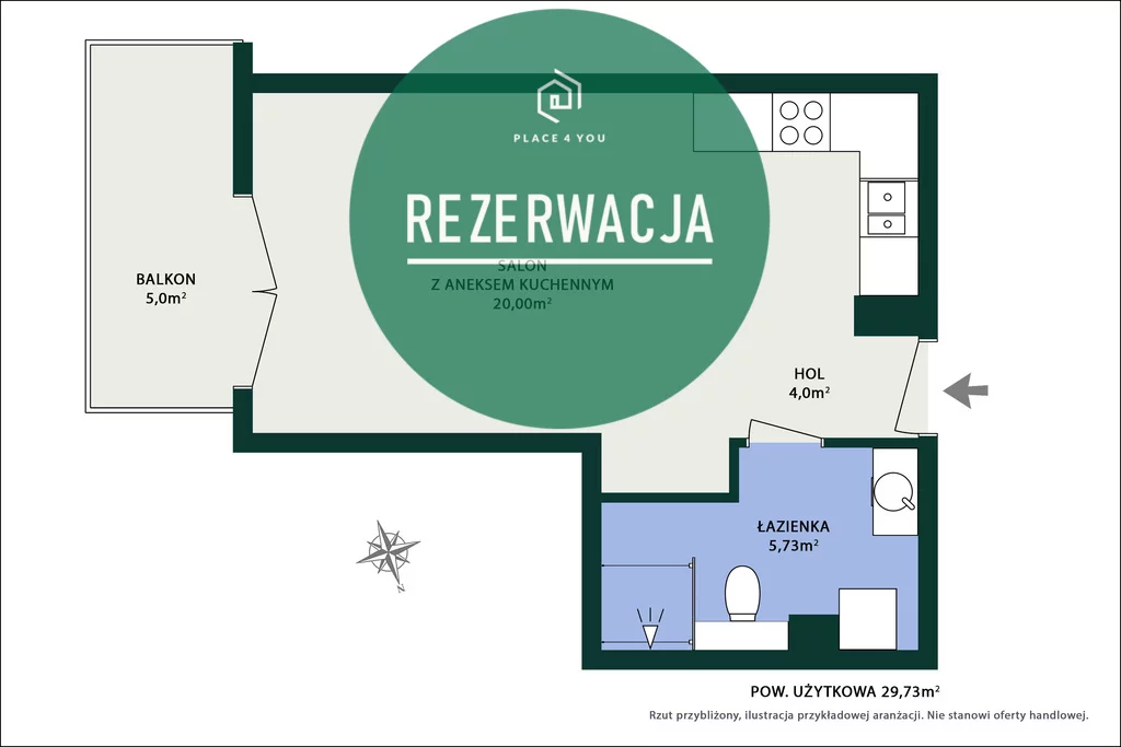 1 pokój, mieszkanie 29,73 m², piętro 2, oferta nr , 1261/14727/OMS, Warszawa, Ursynów, Ursynów, Kurantów