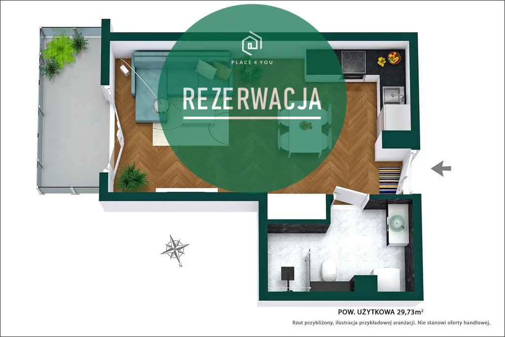 1 pokój, mieszkanie 29,73 m², piętro 2, oferta nr , 1261/14727/OMS, Warszawa, Ursynów, Ursynów, Kurantów