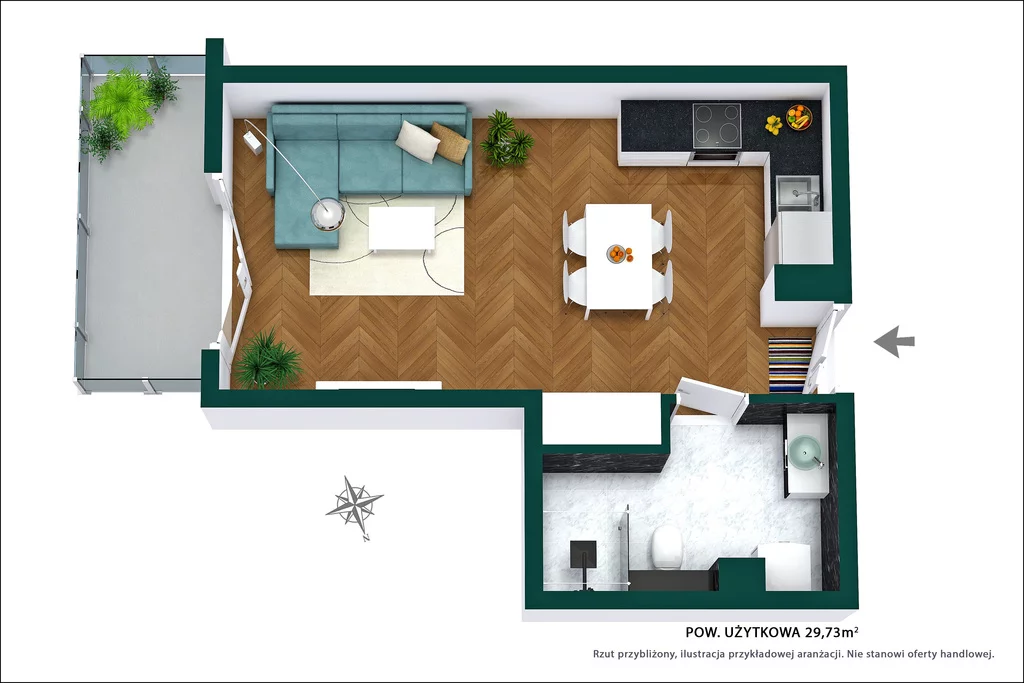 1 pokój, mieszkanie 29,73 m², piętro 2, oferta nr , 1262/14727/OMS, Warszawa, Ursynów, Ursynów, Kurantów