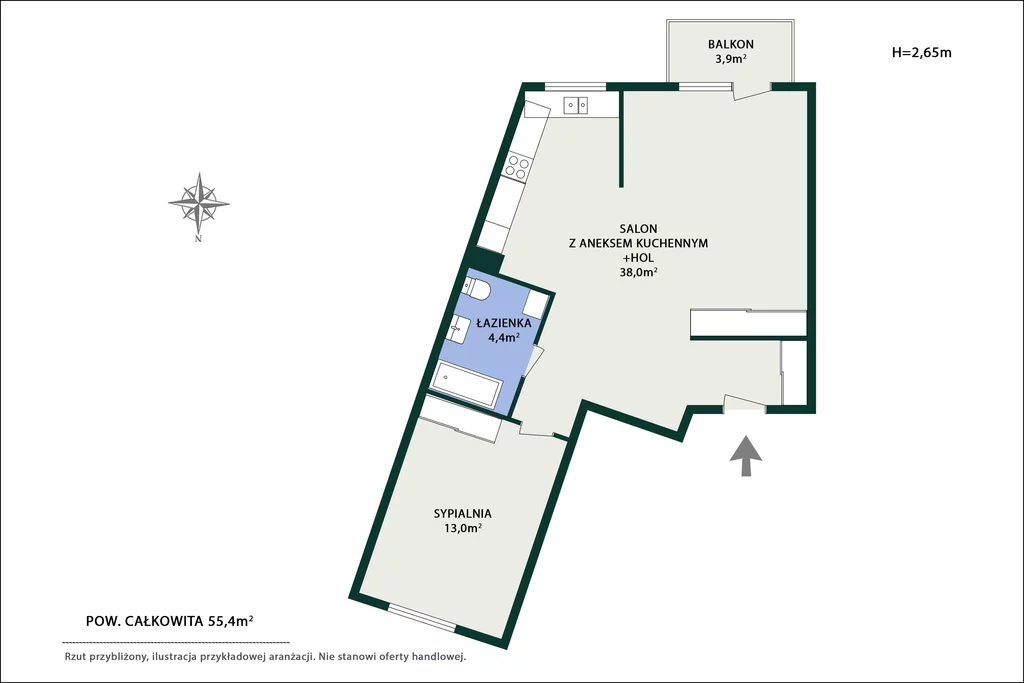 2 pokoje, mieszkanie 55,40 m², piętro 4, oferta nr , 1329/14727/OMS, Warszawa, Mokotów, Mokotów, Bartycka
