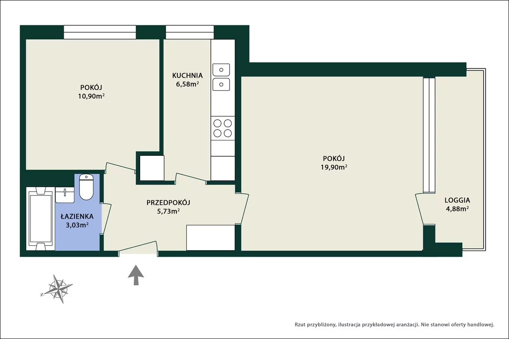 2 pokoje, mieszkanie 46,14 m², piętro 1, oferta nr , 1155/14727/OMS, Warszawa, Wola, Wola, Góralska