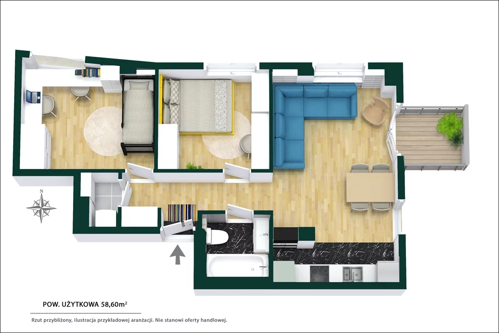 3 pokoje, apartament 58,61 m², piętro 1, oferta nr , 1205/14727/OMS, Warszawa, Praga Południe, Praga Południe, Boremlowska