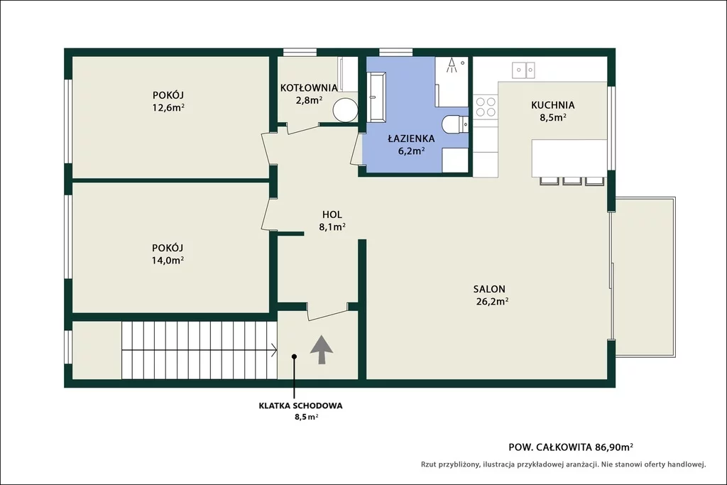 3 pokoje, mieszkanie 86,90 m², piętro 1, oferta nr , 1053/14727/OMS, Warszawa, Wawer, Wawer, Borków