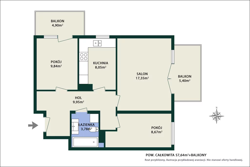 3 pokoje, apartament 57,64 m², piętro 2, oferta nr , 1216/14727/OMS, Warszawa, Białołęka, Białołęka, Domenica Scarlattiego