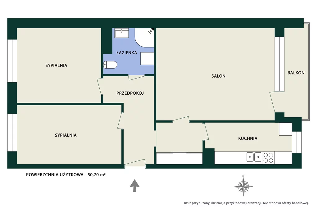 Apartament na sprzedaż, 50,70 m², 3 pokoje, piętro 8, oferta nr 960/14727/OMS