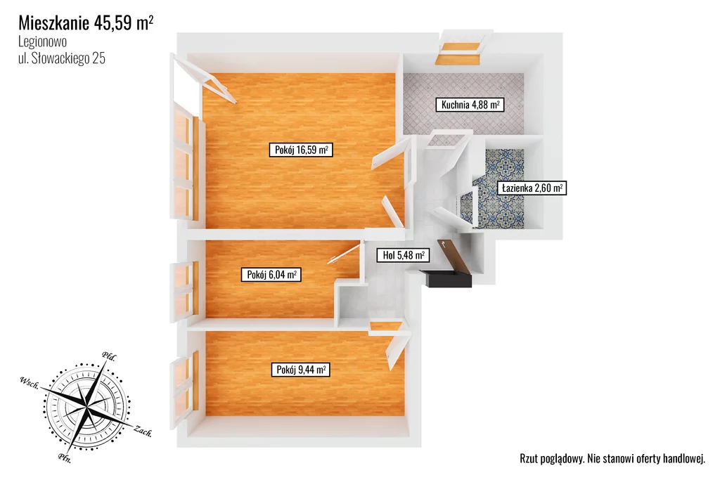 3 pokoje, mieszkanie 45,60 m², piętro 4, oferta nr , 1320/14727/OMS, Legionowo, Juliusza Słowackiego