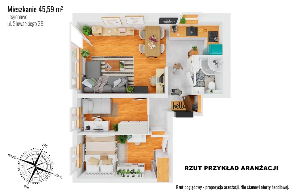3 pokoje, mieszkanie 45,60 m², piętro 4, oferta nr , 1320/14727/OMS, Legionowo, Juliusza Słowackiego