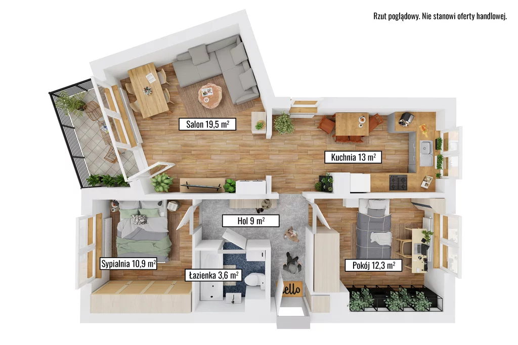 Mieszkanie trzypokojowe 68,31 m², Warszawa, Ochota, Karola Dickensa, Sprzedaż