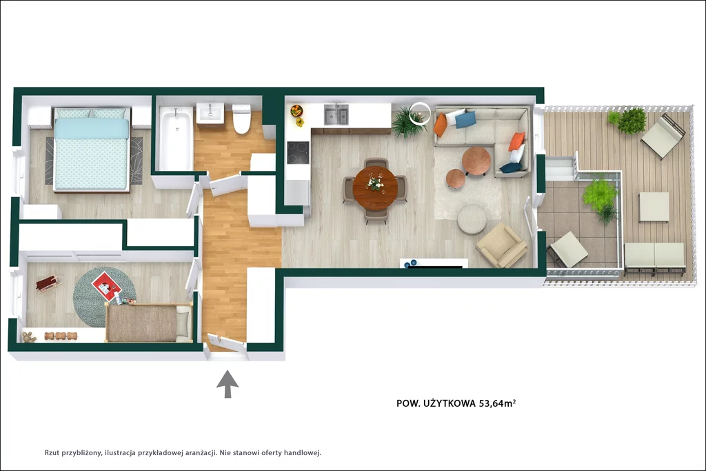 3 pokoje, mieszkanie 53,60 m², parter, oferta nr , 1245/14727/OMS, Wieliszew, Kościelna