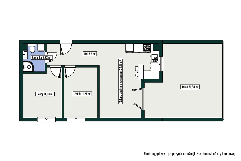 3 pokoje, mieszkanie 58,62 m², parter, oferta nr , 1325/14727/OMS, Wieliszew, Krzysztofa Kamila Baczyńskiego