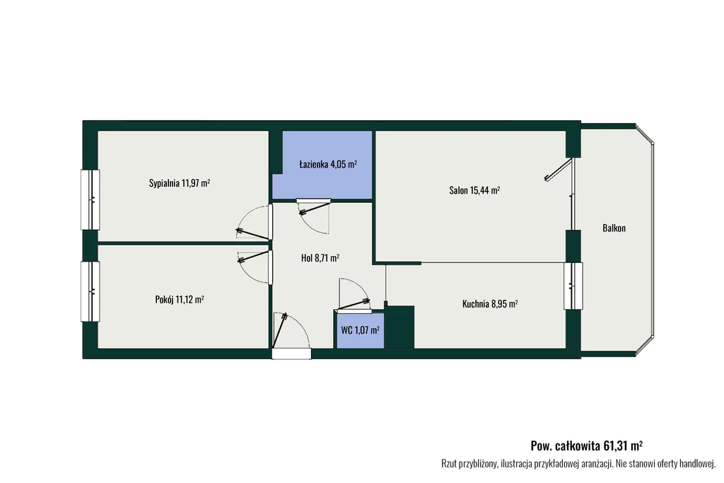 3 pokoje, mieszkanie 61,40 m², piętro 3, oferta nr , 1211/14727/OMS, Zielonka, Prymasa Stefana Wyszyńskiego