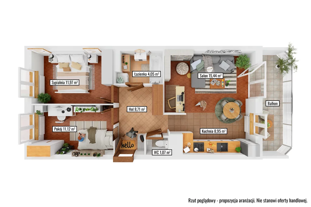 3 pokoje, mieszkanie 61,40 m², piętro 3, oferta nr , 1211/14727/OMS, Zielonka, Prymasa Stefana Wyszyńskiego