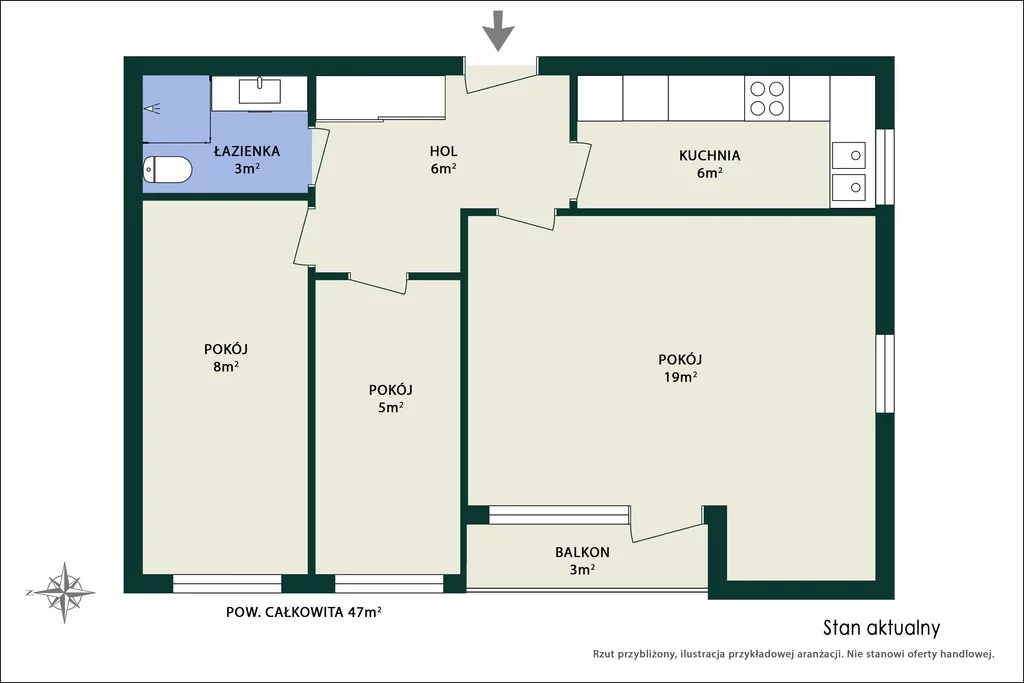 Mieszkanie na sprzedaż, 47,00 m², 3 pokoje, 9 piętro, oferta nr 1131/14727/OMS