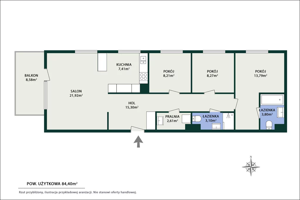 4 pokoje, mieszkanie 84,40 m², piętro 2, oferta nr , 1299/14727/OMS, Warszawa, Mokotów, Mokotów, Polska