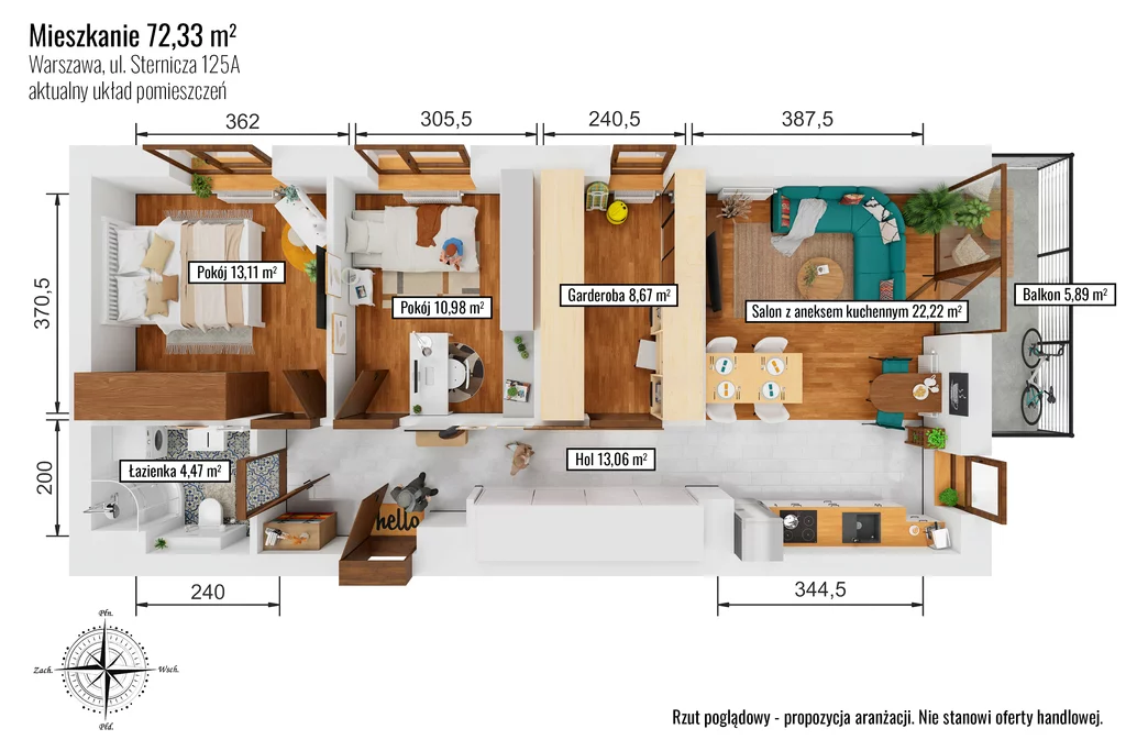 4 pokoje, apartament 72,51 m², piętro 1, oferta nr , 1273/14727/OMS, Warszawa, Bemowo, Bemowo, Sternicza