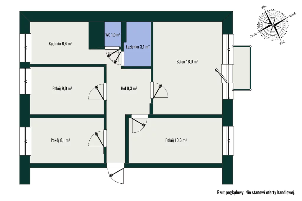 4 pokoje, mieszkanie 63,50 m², piętro 4, oferta nr , 1303/14727/OMS, Legionowo, Zygmunta Krasińskiego