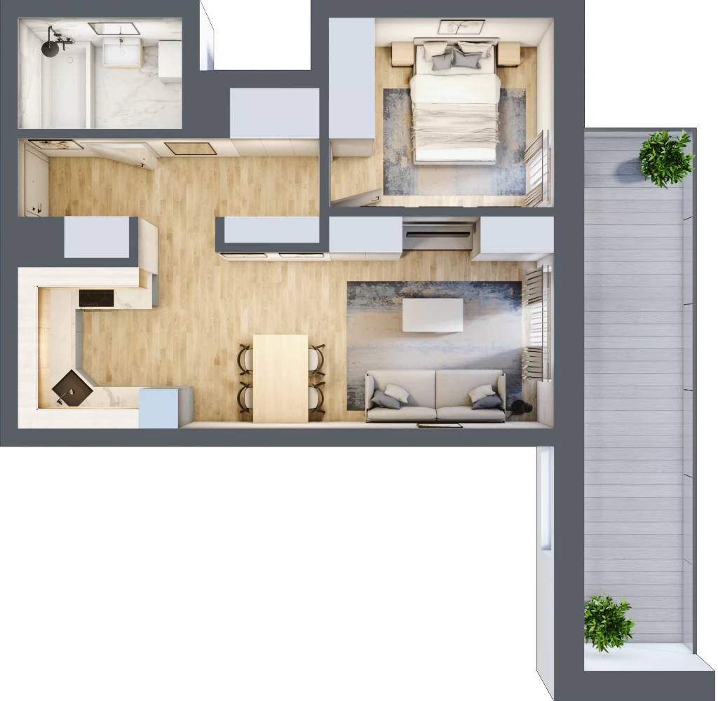 2 pokoje, mieszkanie 46,39 m², piętro 1, oferta nr 7, Apartamenty Sowia, Marki, ul. Sowia 9