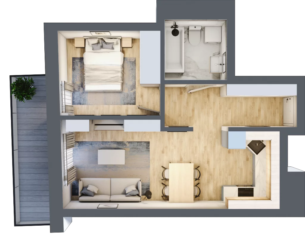 2 pokoje, mieszkanie 42,52 m², piętro 1, oferta nr 4, Apartamenty Sowia, Marki, ul. Sowia 9