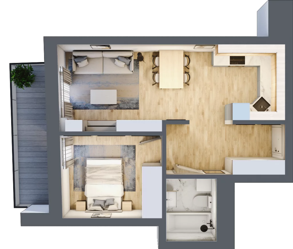 2 pokoje, mieszkanie 44,32 m², piętro 1, oferta nr 3, Apartamenty Sowia, Marki, ul. Sowia 9
