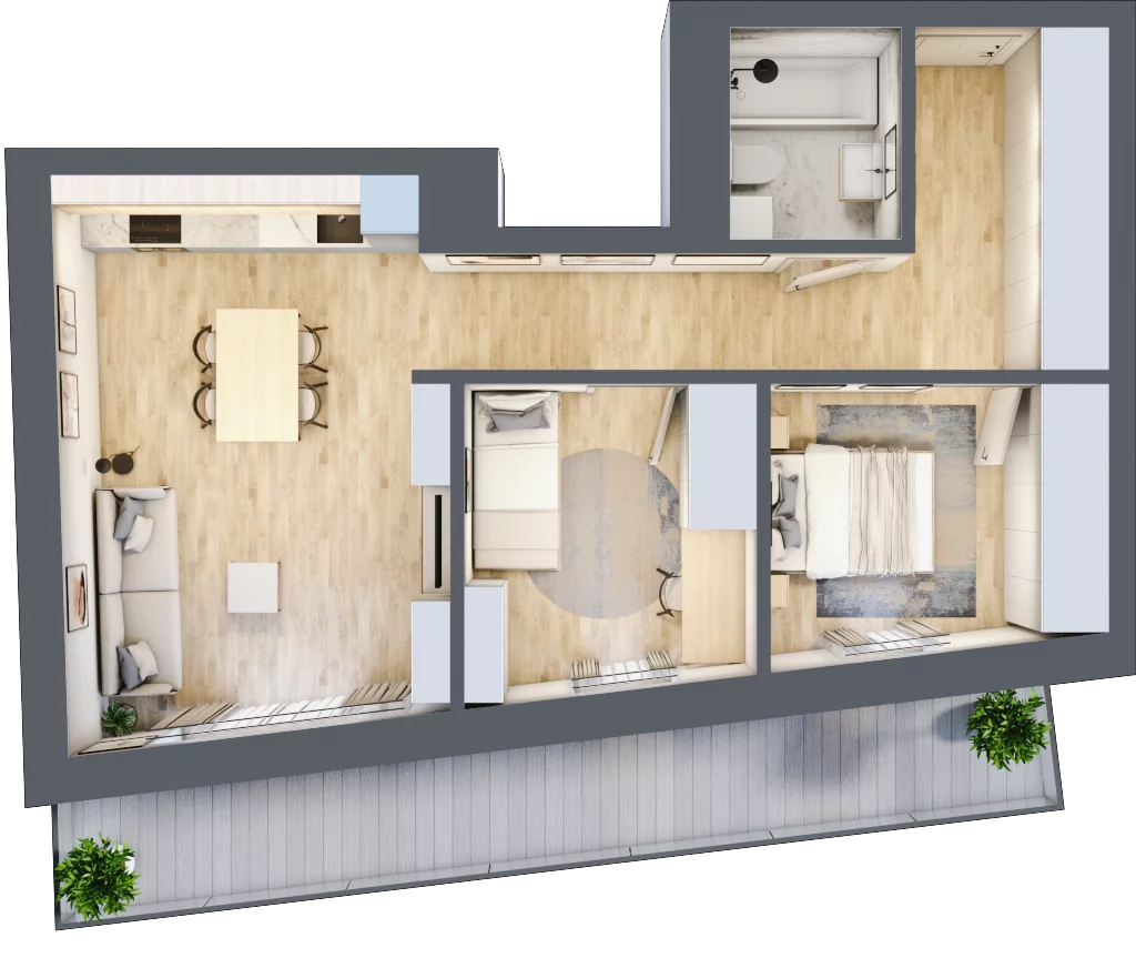 3 pokoje, mieszkanie 59,21 m², piętro 1, oferta nr 2, Apartamenty Sowia, Marki, ul. Sowia 9