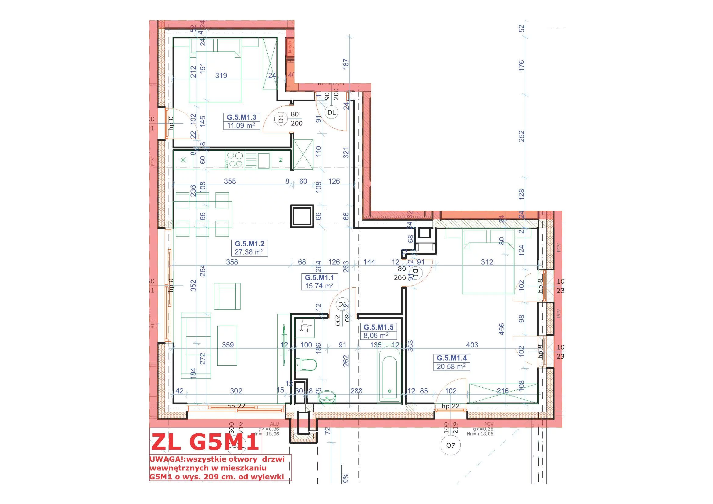 Mieszkanie 83,62 m², piętro 5, oferta nr 155, Srebrzyńska Park II, Łódź, Polesie, Złotno, ul. Srebrzyńska 42b