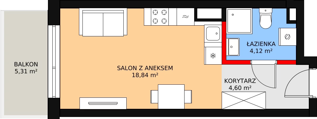 Mieszkanie 27,75 m², piętro 2, oferta nr 27, Osiedle Łososiowa, Łódź, Bałuty, Radogoszcz, ul. Łososiowa (Okoniowa)