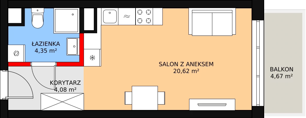 Mieszkanie 29,34 m², piętro 7, oferta nr 72, Osiedle Łososiowa, Łódź, Bałuty, Radogoszcz, ul. Łososiowa (Okoniowa)