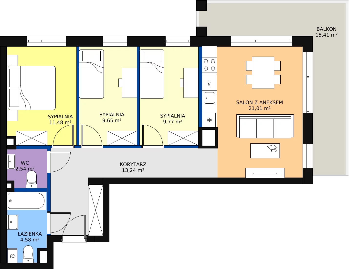 Zalety mieszkania 72.61 m², 126 - D4.1
