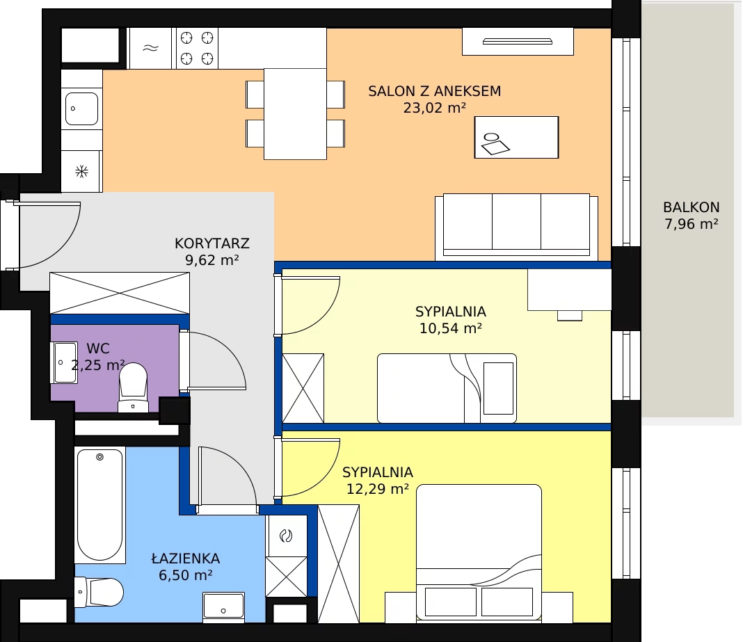 Zalety mieszkania 64.86 m², 147 - D6.2
