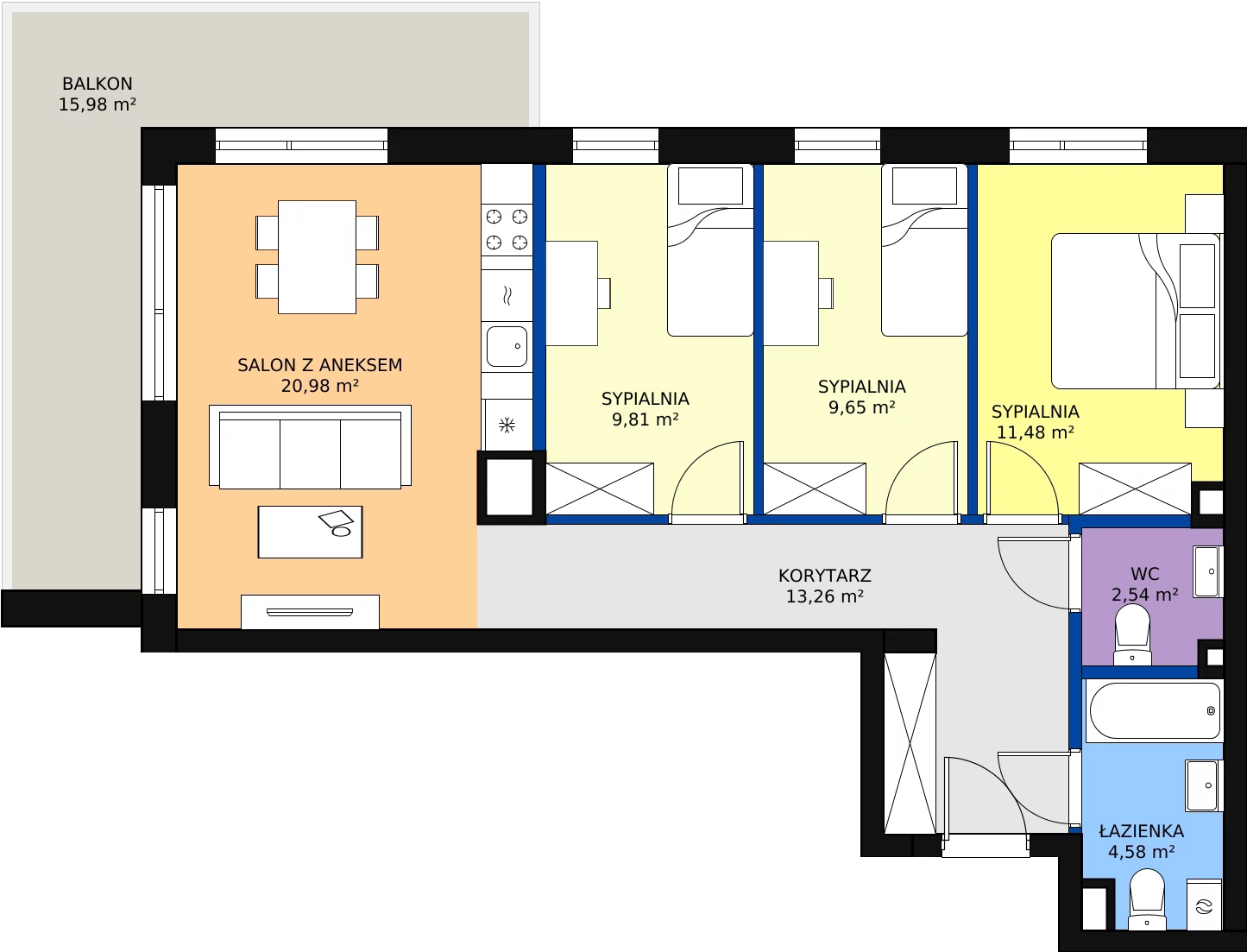 Zalety mieszkania 72.63 m², 155 - D6.10