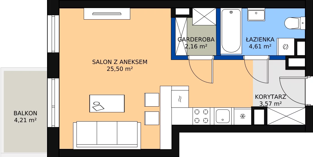 Zalety mieszkania 35.93 m², 171 - D8.6