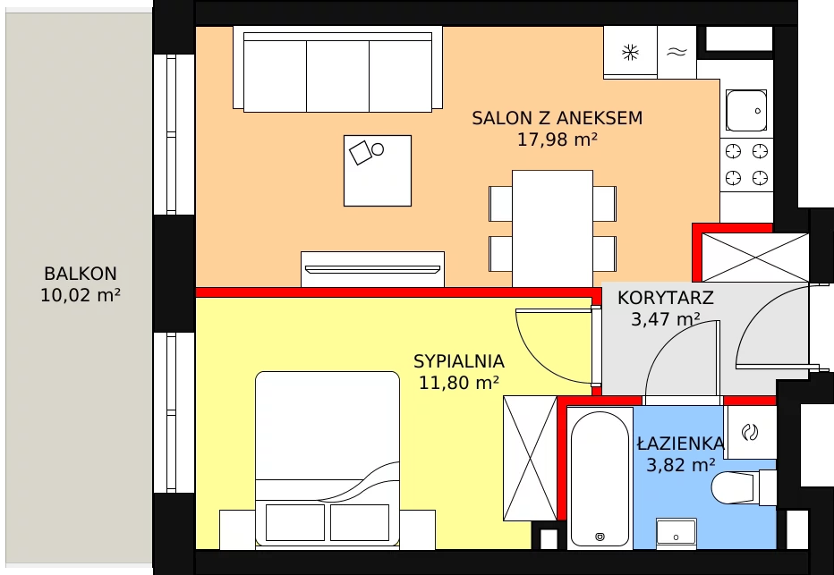 Mieszkanie 37,07 m², piętro 1, oferta nr 4, InPark, Łódź, Bałuty, ul. Emilii Plater / ul. Górnicza