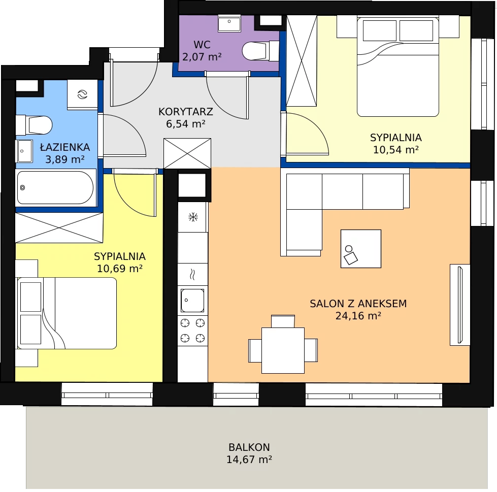 Zalety mieszkania 58.15 m², 12 - A12